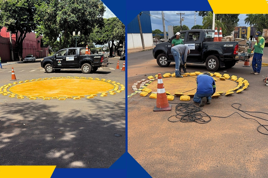 Trânsito: Prefeitura de Naviraí Intensifica Instalação de Rotatórias Vazadas para Ampliar Segurança Viária